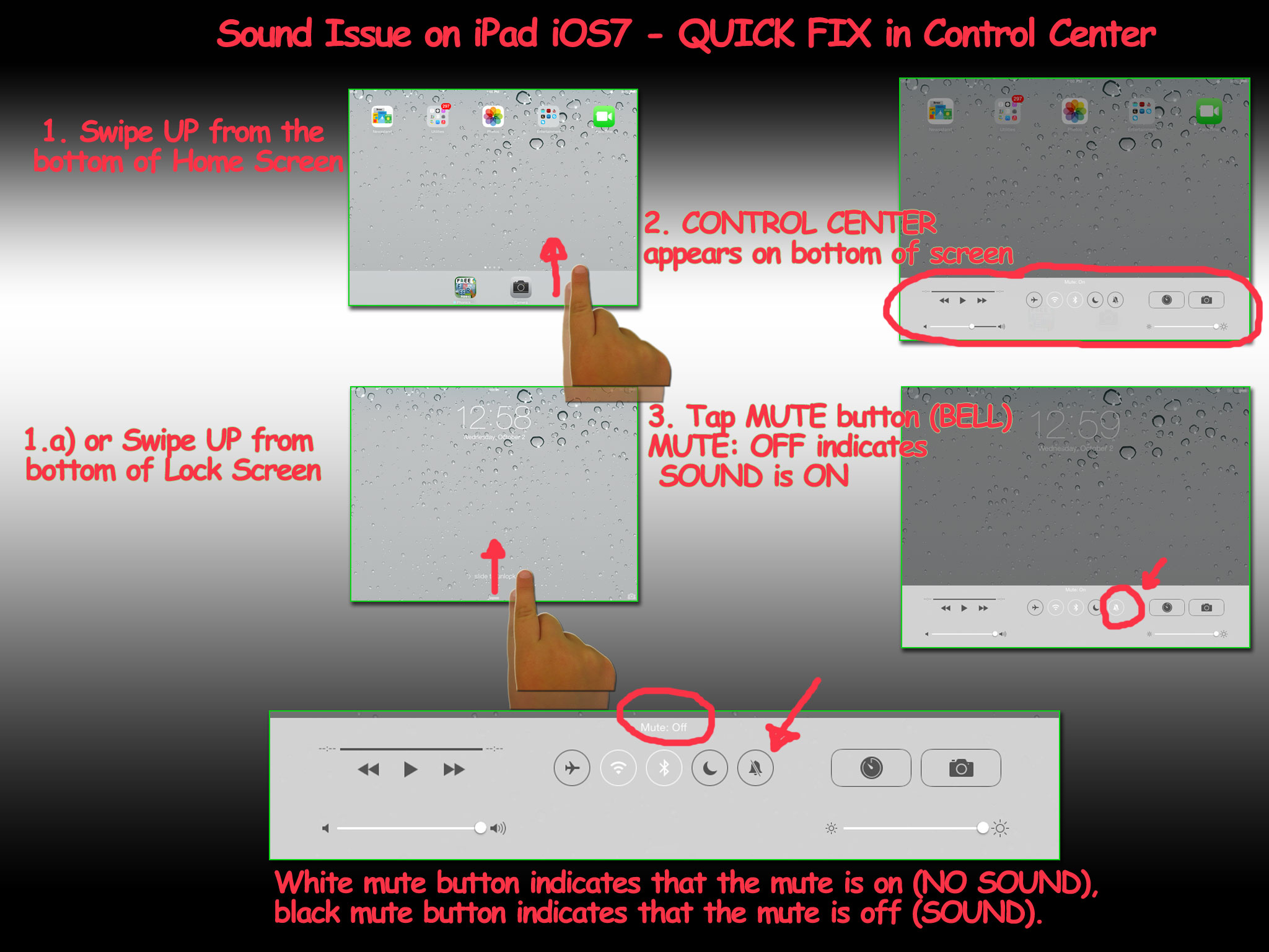 iOS7, iOS8, and iOS9 Sound Issue – Quick Fix in Control Center